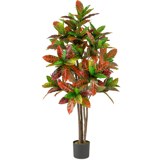 5 FT Tall Artificial Croton Plant, Gradient Leaves, Nursery Pot Faux Plants Options at Gallery Canada