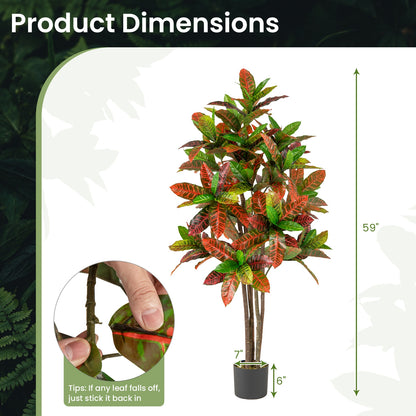 5 FT Tall Artificial Croton Plant, Gradient Leaves, Nursery Pot Faux Plants at Gallery Canada