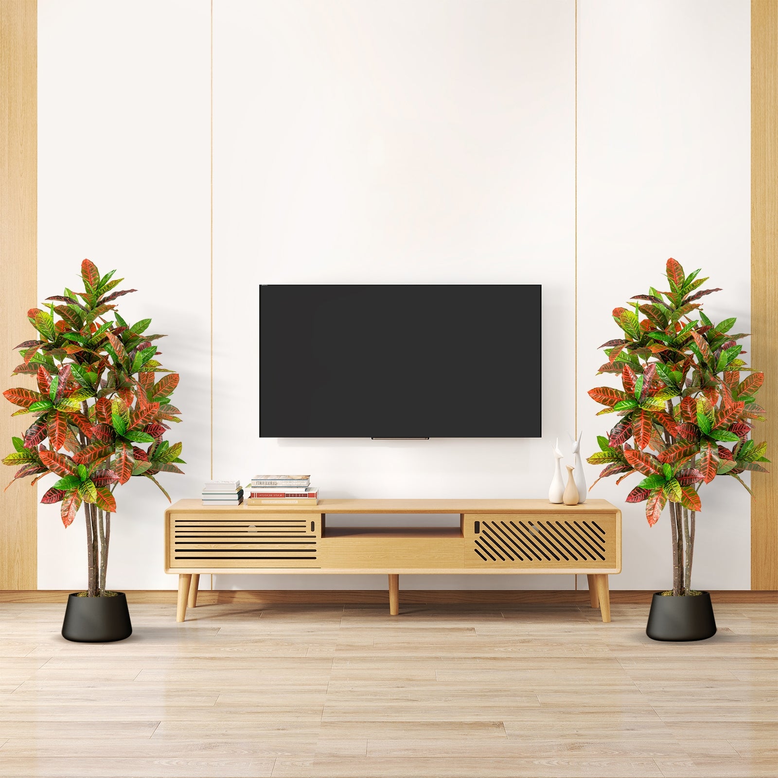 5 FT Tall Artificial Croton Plant, Gradient Leaves, Nursery Pot Faux Plants at Gallery Canada