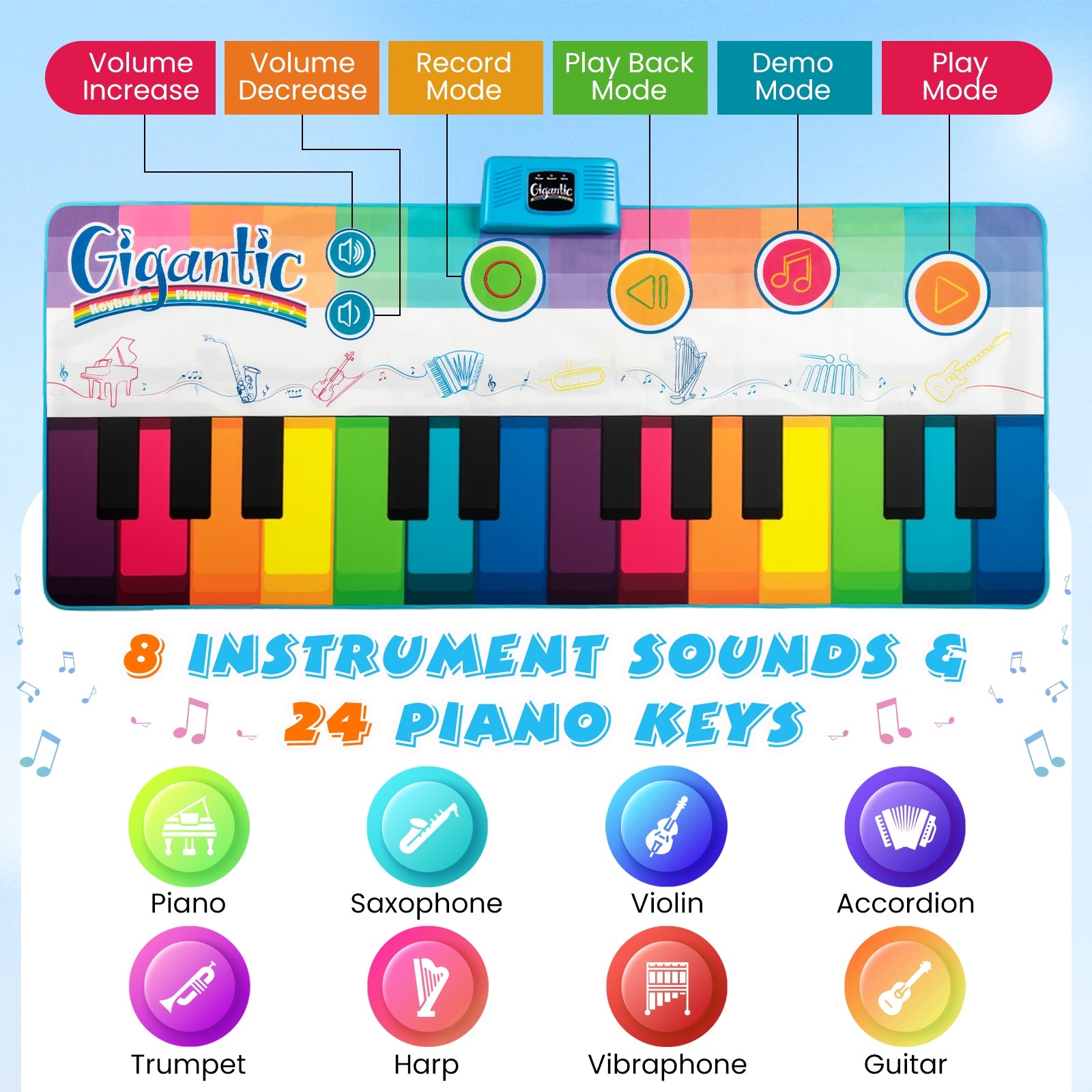 Kids Floor Piano Dance Mat, 8 Instrument Sounds, Multicolor Pianos & Keyboards at Gallery Canada