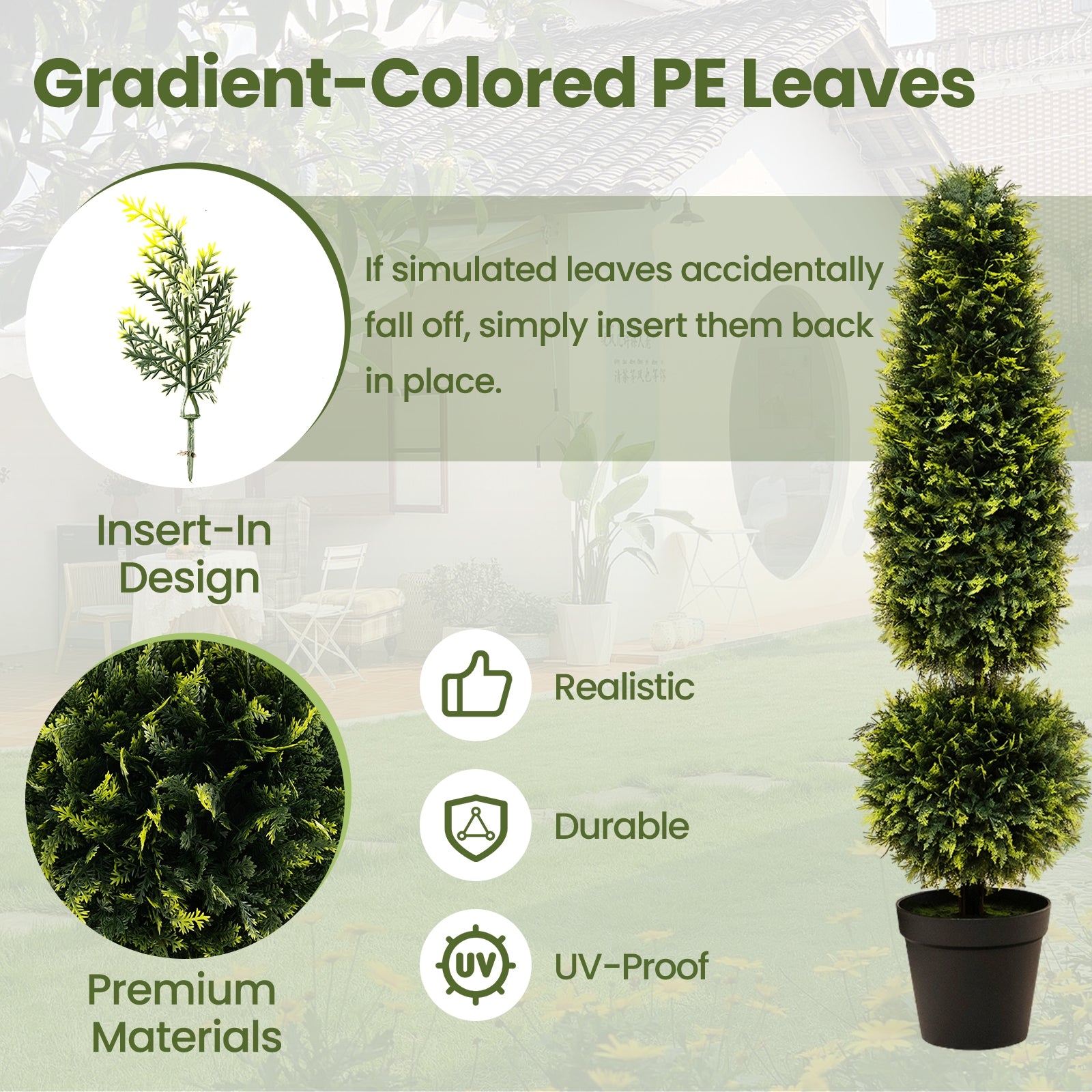 4 Feet Artificial Boxwood Topiary Tree, Green Faux Plants at Gallery Canada