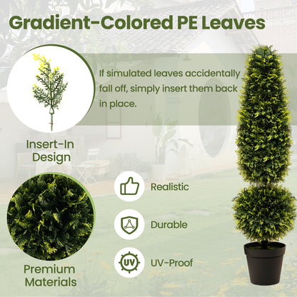 4 Feet Artificial Boxwood Topiary Tree, Green Faux Plants at Gallery Canada