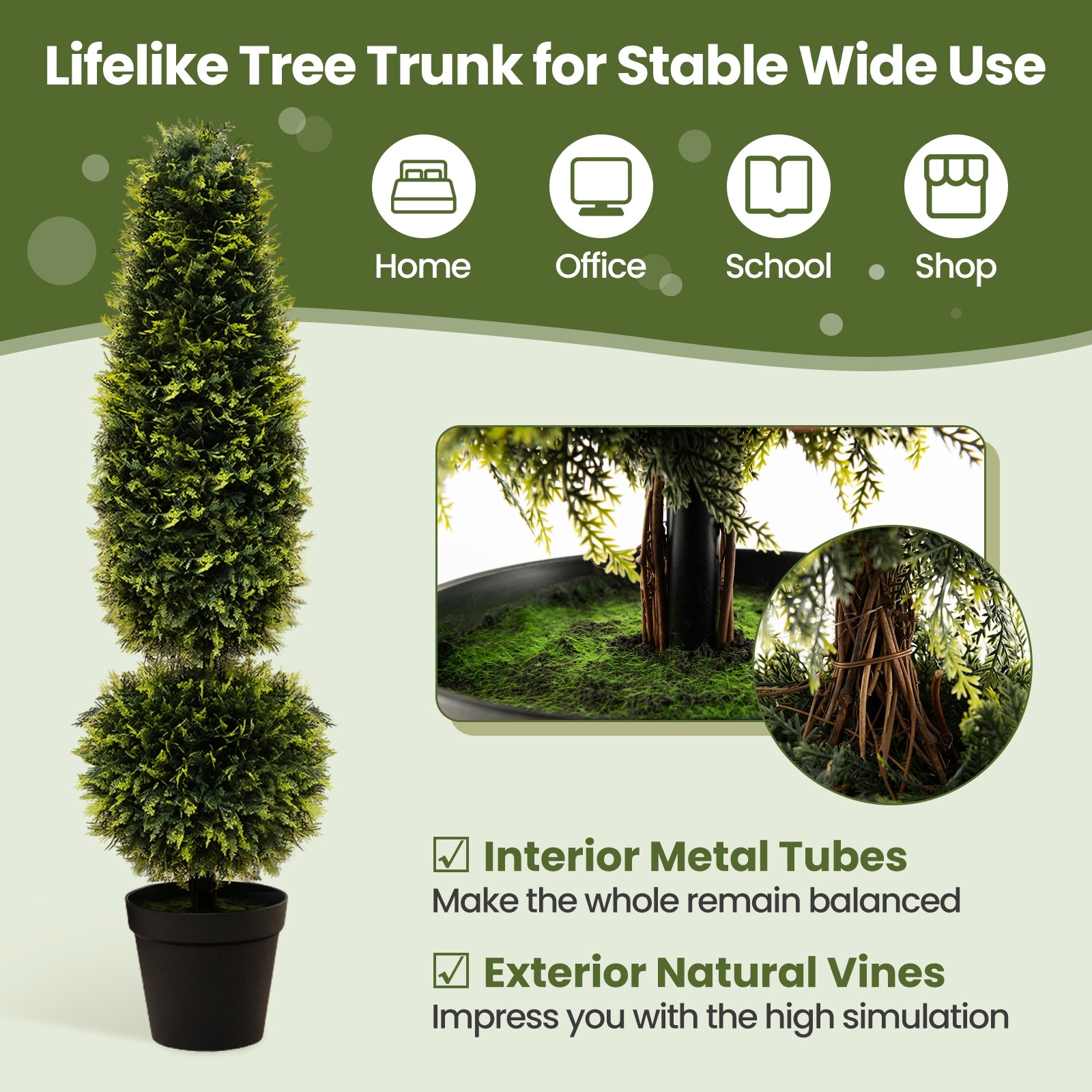 4 Feet Artificial Boxwood Topiary Tree, Green Faux Plants at Gallery Canada