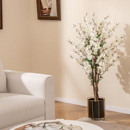 Faux Plum Blossom Plant, White Fabric Flower, Solid Wood Trunk, White Faux Plants at Gallery Canada