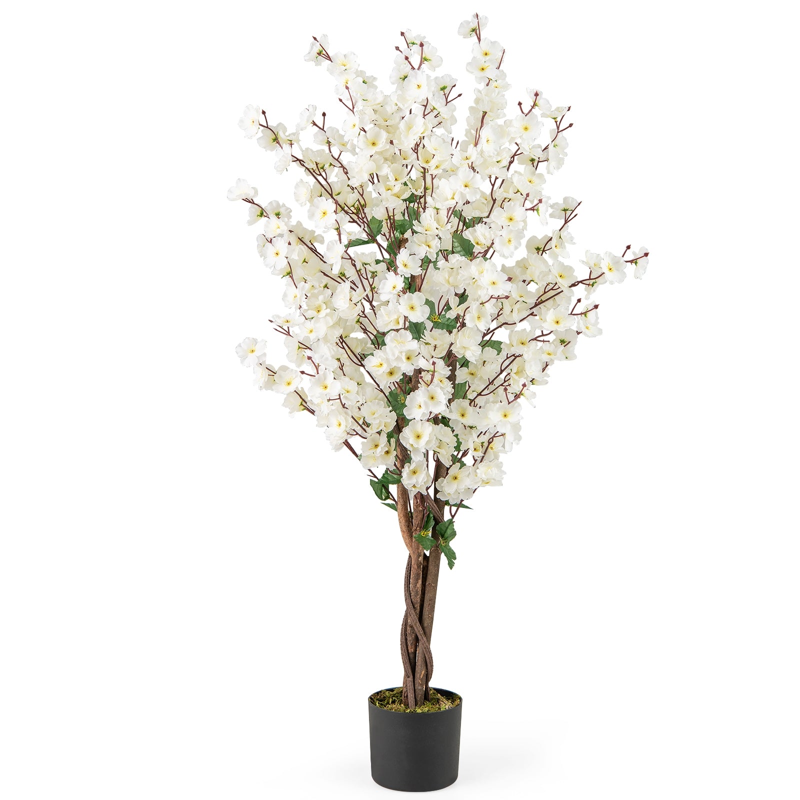 Faux Plum Blossom Plant, White Fabric Flower, Solid Wood Trunk, White Faux Plants at Gallery Canada