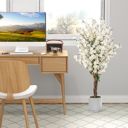 Faux Plum Blossom Plant, White Fabric Flower, Solid Wood Trunk, White Faux Plants at Gallery Canada