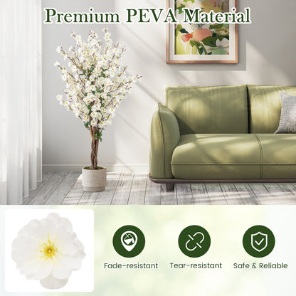 Faux Plum Blossom Plant, White Fabric Flower, Solid Wood Trunk, White Faux Plants at Gallery Canada