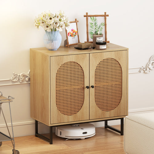 Rattan Buffet Cabinet, 2 Doors, Adjustable Shelf, Natural