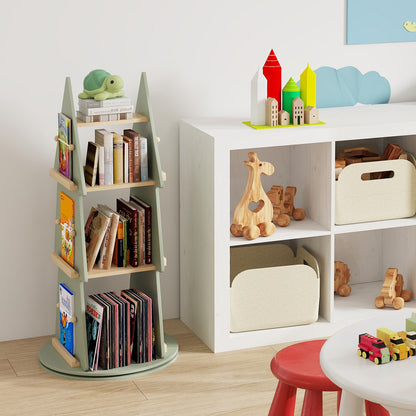 4 Tier Tree Shape Kids Rotating Bookshelf, Green Kids Storage at Gallery Canada