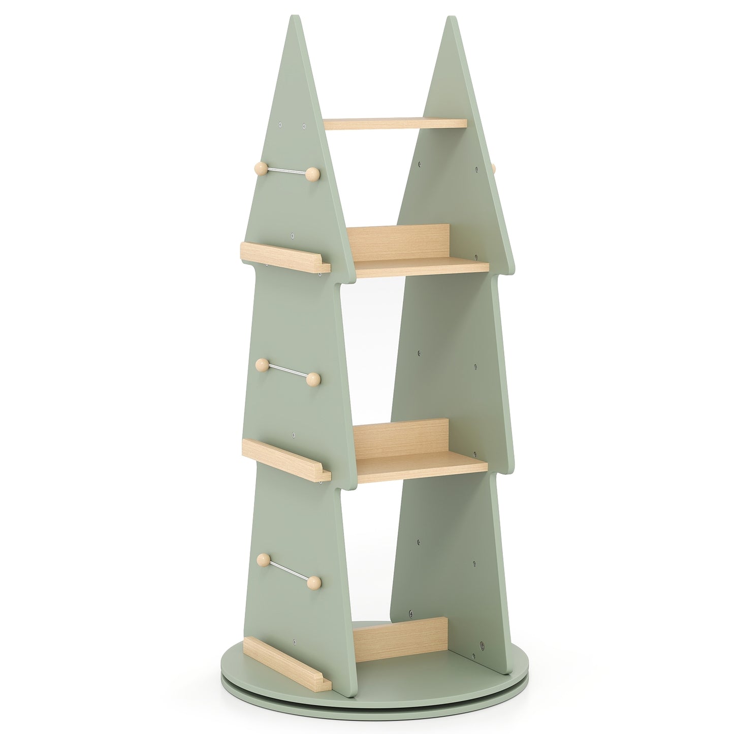 4 Tier Tree Shape Kids Rotating Bookshelf, Green Kids Storage at Gallery Canada