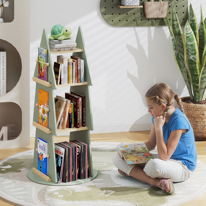 4 Tier Tree Shape Kids Rotating Bookshelf, Green Kids Storage at Gallery Canada
