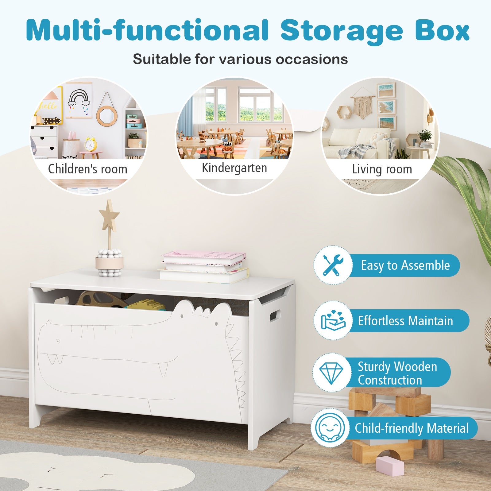 Wooden Kids Toy Box, White Kids Storage at Gallery Canada