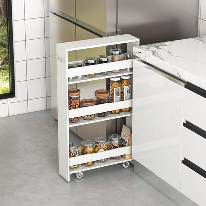 Narrow Mobile Serving Cart With Open Shelves, Off White Kitchen Islands & Carts at Gallery Canada