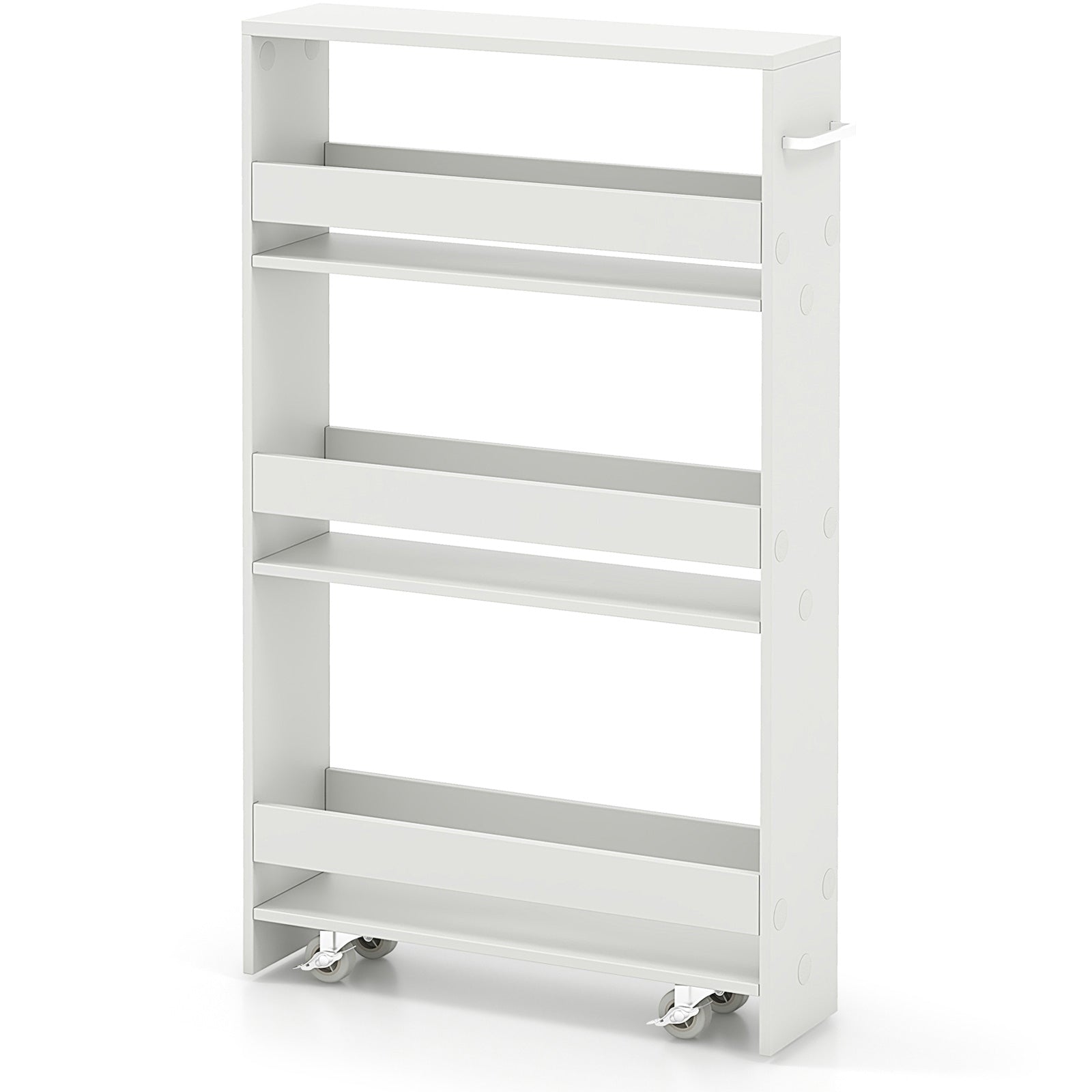 Narrow Mobile Serving Cart With Open Shelves, Off White Kitchen Islands & Carts at Gallery Canada