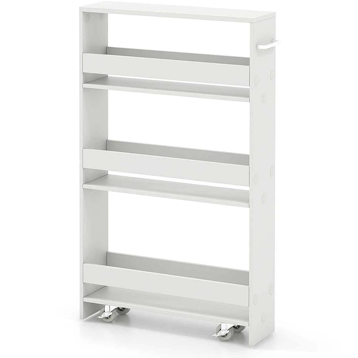 Narrow Mobile Serving Cart With Open Shelves, Off White Kitchen Islands & Carts at Gallery Canada