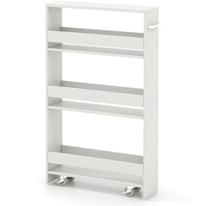 Narrow Mobile Serving Cart With Open Shelves, Off White Kitchen Islands & Carts at Gallery Canada