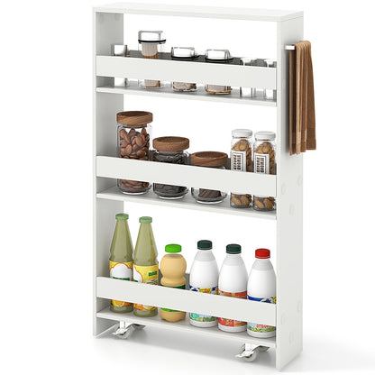 Narrow Mobile Serving Cart With Open Shelves, Off White Kitchen Islands & Carts at Gallery Canada