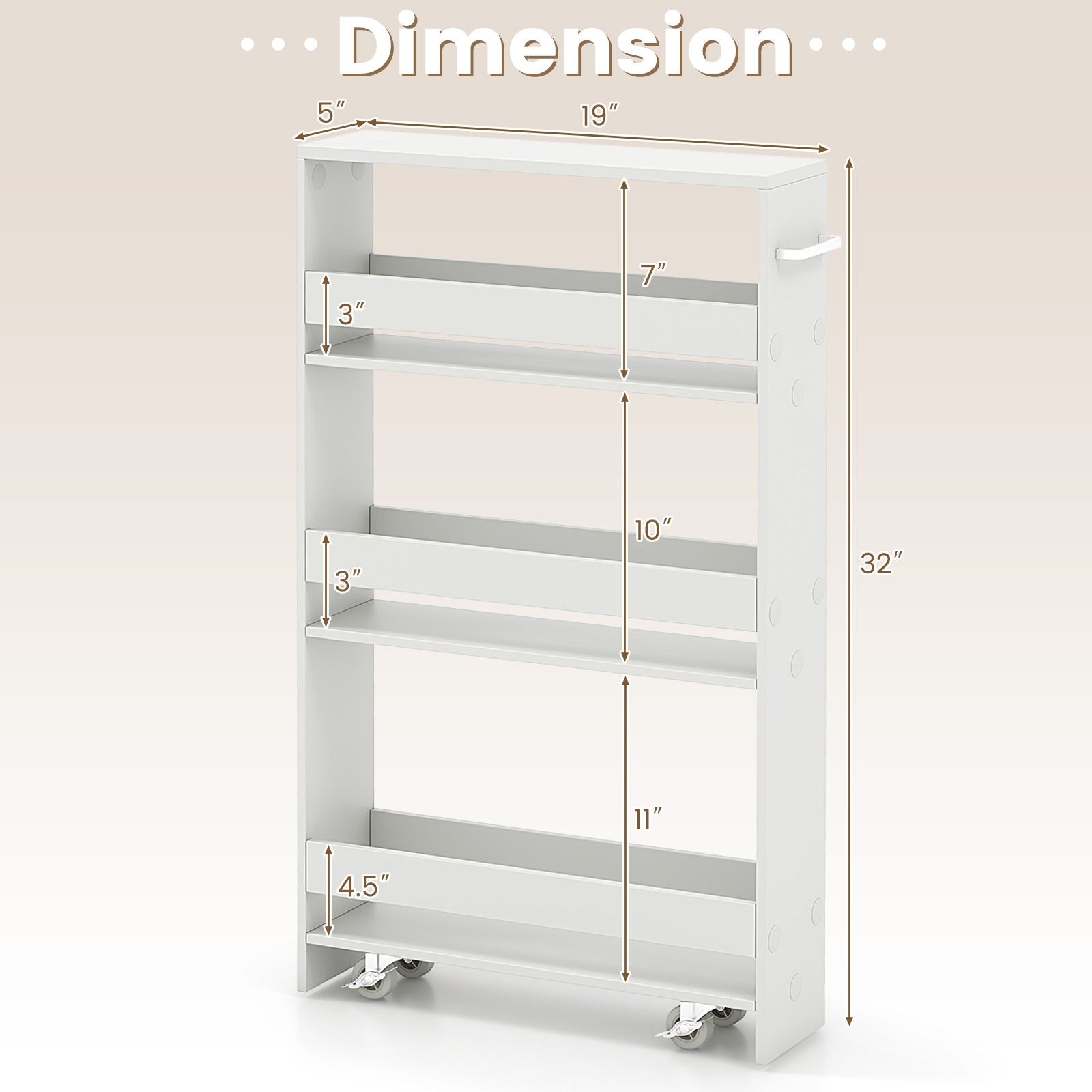 Narrow Mobile Serving Cart With Open Shelves, Off White Kitchen Islands & Carts at Gallery Canada