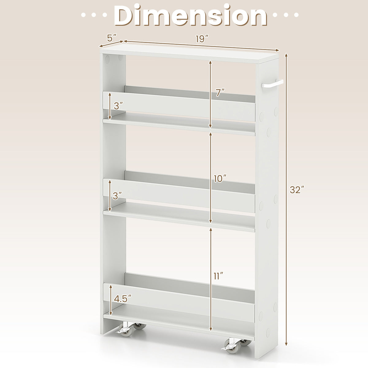 Narrow Mobile Serving Cart With Open Shelves, Off White Kitchen Islands & Carts at Gallery Canada
