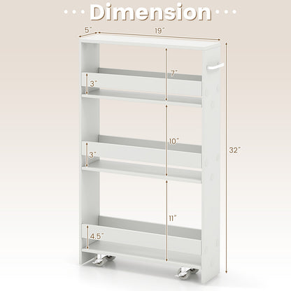 Narrow Mobile Serving Cart With Open Shelves, Off White Kitchen Islands & Carts at Gallery Canada