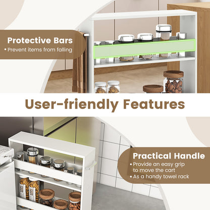 Narrow Mobile Serving Cart With Open Shelves, Off White Kitchen Islands & Carts at Gallery Canada