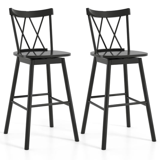 Windsor Bar Stool Set, 29 Inches, Ergonomic Backrest, Footrests, Black Bar Stools Black at Gallery Canada