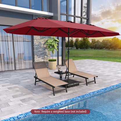 15.5 FT Extra-Large Patio Umbrella with LED Solar Lights and Crank Handle, Red Outdoor Umbrellas at Gallery Canada
