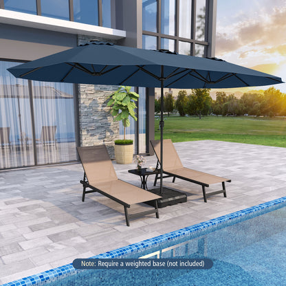 15.5 FT Patio Umbrella, LED Solar Lights, Crank Handle, Navy Outdoor Umbrellas at Gallery Canada