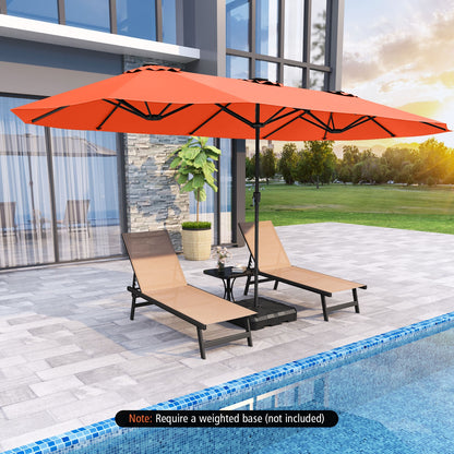 15.5 FT Patio Umbrella With LED Solar Lights, Crank Handle, Orange Outdoor Umbrellas at Gallery Canada
