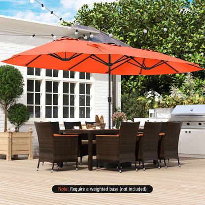 15.5 FT Patio Umbrella With LED Solar Lights, Crank Handle, Orange Outdoor Umbrellas at Gallery Canada