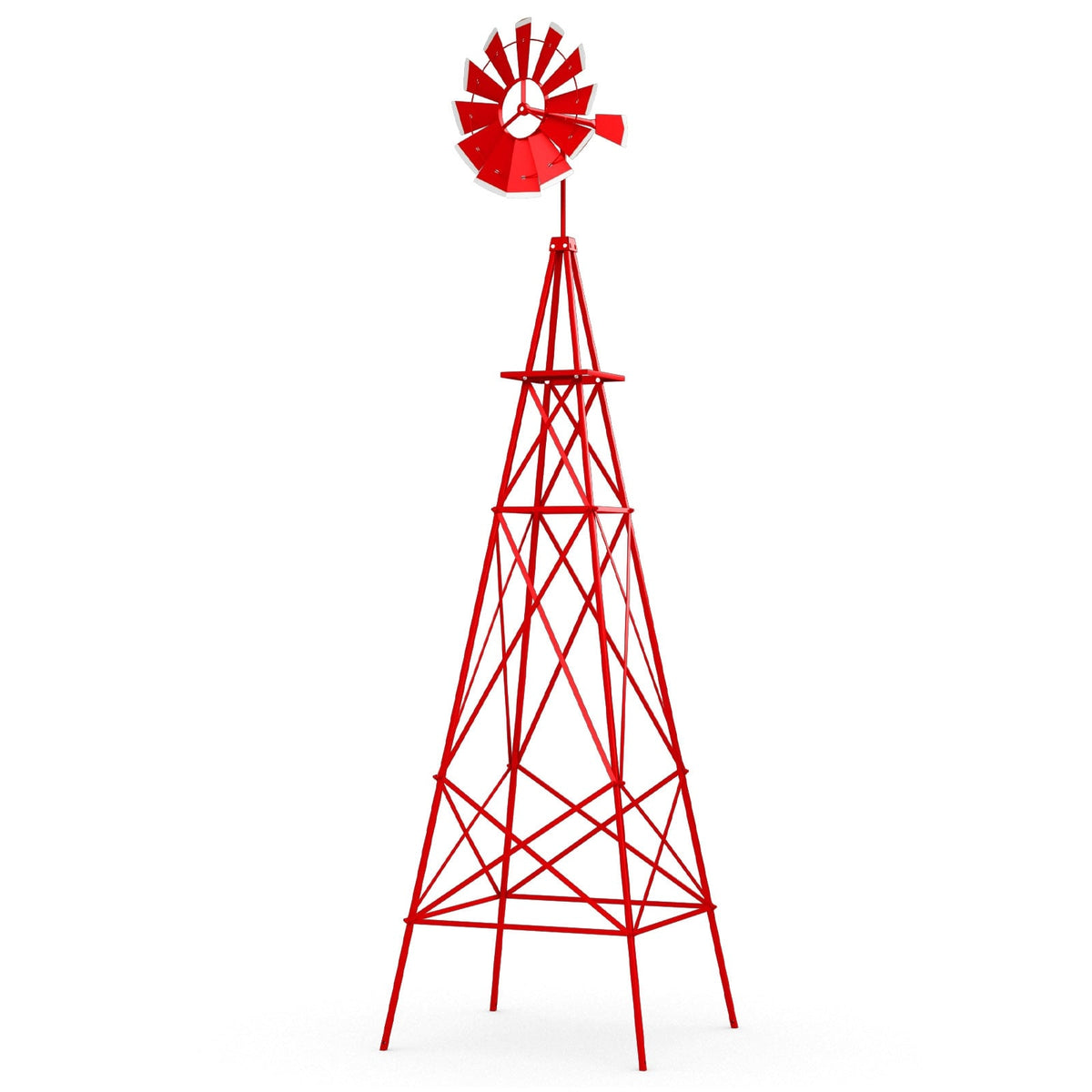 8 Feet Metal Windmill Ornamental Wind Wheel, Weather Resistant, Red Outdoor Decor at Gallery Canada