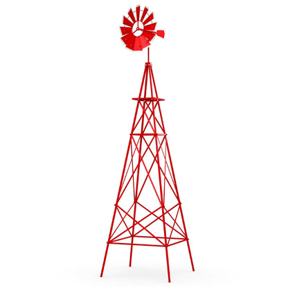 8 Feet Metal Windmill Ornamental Wind Wheel, Weather Resistant, Red Outdoor Decor at Gallery Canada