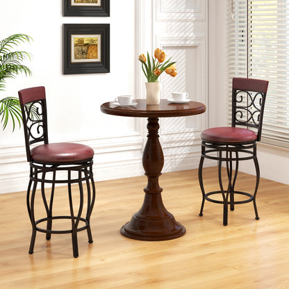 Set of 2 26 Inch Bar Stool, with Backrest and Footrest, Brown Dining Chairs at Gallery Canada