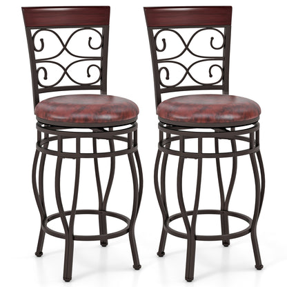 Set of 2 26 Inch Bar Stool, with Backrest and Footrest, Brown Dining Chairs Brown at Gallery Canada