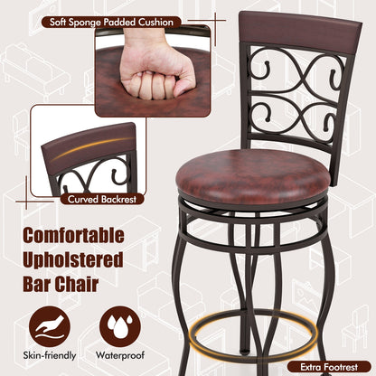 Set of 2 26 Inch Bar Stool, with Backrest and Footrest, Brown Dining Chairs at Gallery Canada