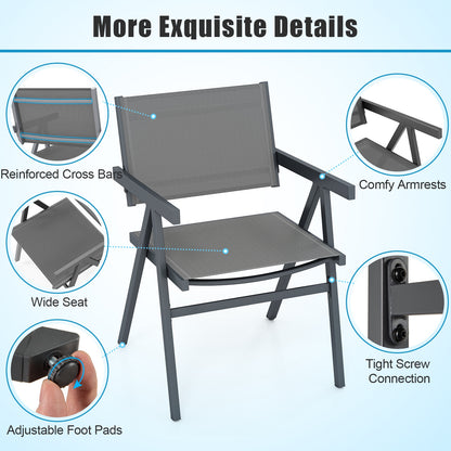 Outdoor Dining Chairs, Set of 4, Breathable Fabric Seat, Gray Beach & Lawn Chairs at Gallery Canada