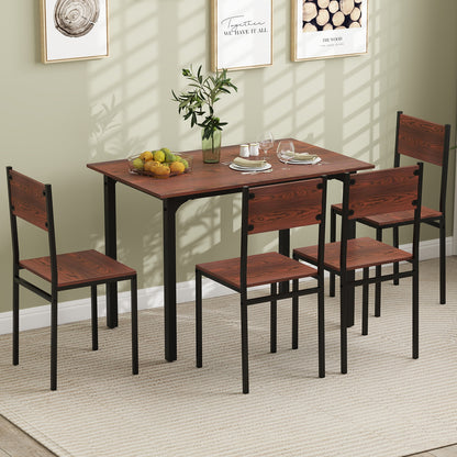 Industrial Dining Table Set, 5 Piece, Walnut, For 4 Dining Room Sets at Gallery Canada