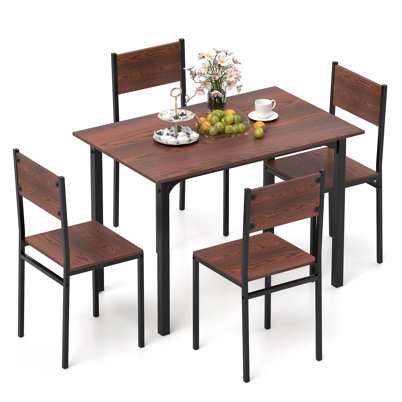 Industrial Dining Table Set, 5 Piece, Walnut, For 4 Dining Room Sets at Gallery Canada