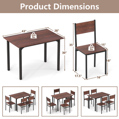 Industrial Dining Table Set, 5 Piece, Walnut, For 4 Dining Room Sets at Gallery Canada