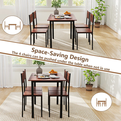 Industrial Dining Table Set, 5 Piece, Walnut, For 4 Dining Room Sets at Gallery Canada