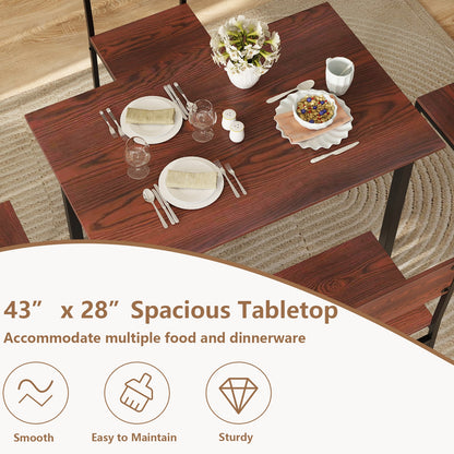 Industrial Dining Table Set, 5 Piece, Walnut, For 4 Dining Room Sets at Gallery Canada