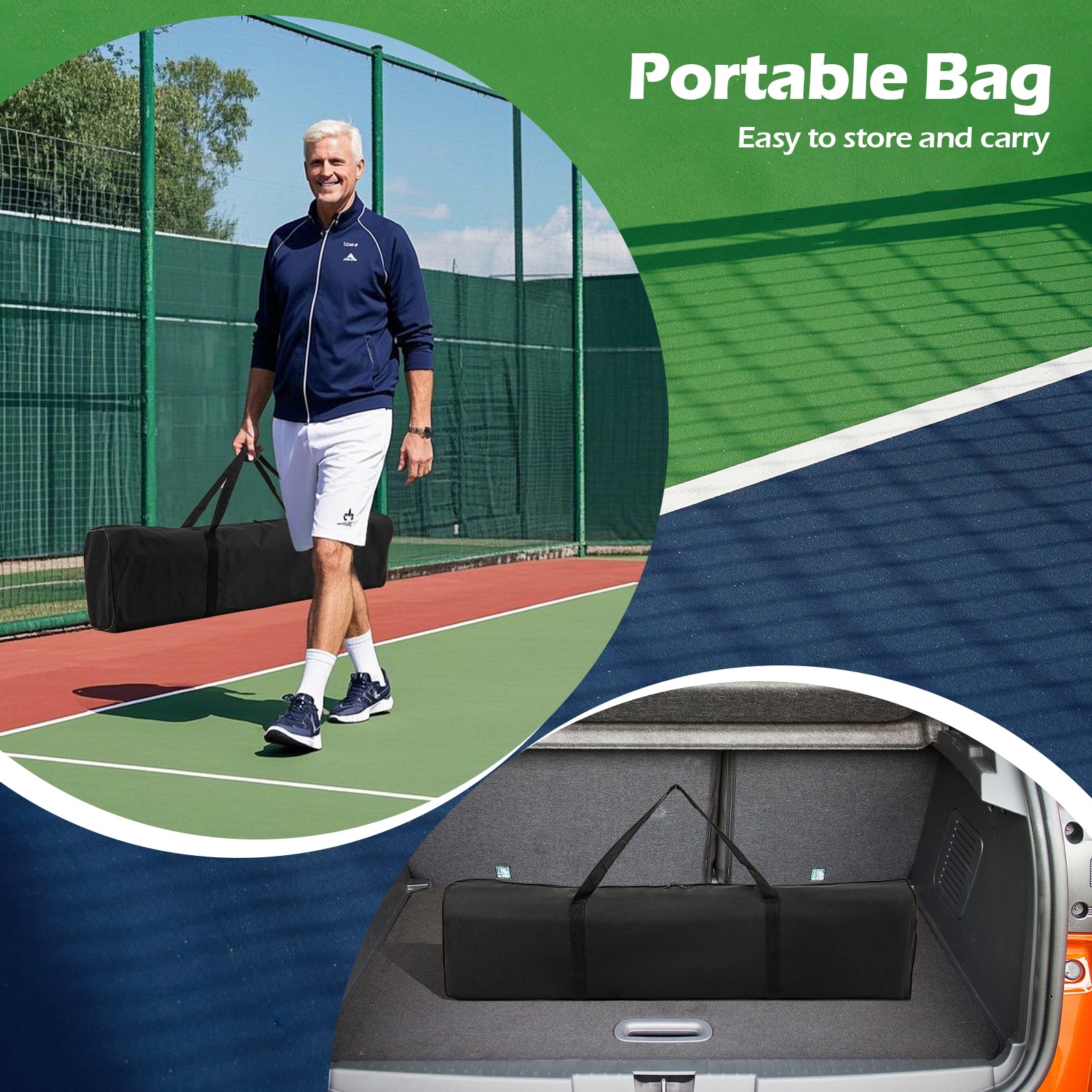 22 Ft Portable Pickleball Net, 6 Lockable Wheels, Carry Bag, Yellow Sport Equipments at Gallery Canada