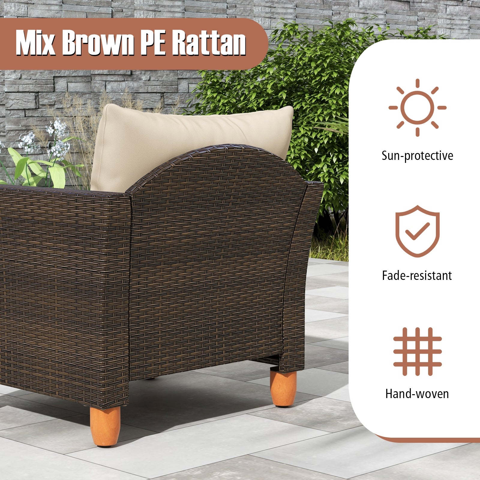 3-Piece Patio Furniture Set With Cushions, Acacia Wood Coffee Table, Beige Patio Conversation Sets at Gallery Canada