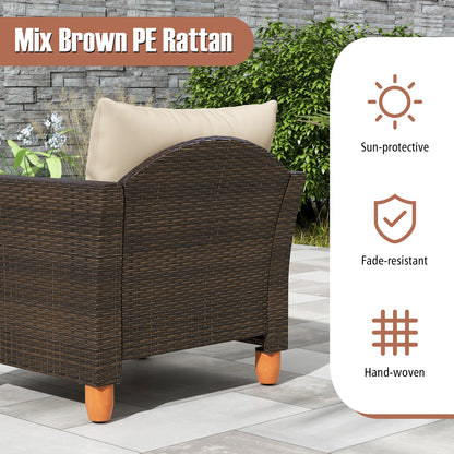 3-Piece Patio Furniture Set With Cushions, Acacia Wood Coffee Table, Beige Patio Conversation Sets at Gallery Canada