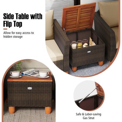 3-Piece Patio Furniture Set With Cushions, Acacia Wood Coffee Table, Beige Patio Conversation Sets at Gallery Canada