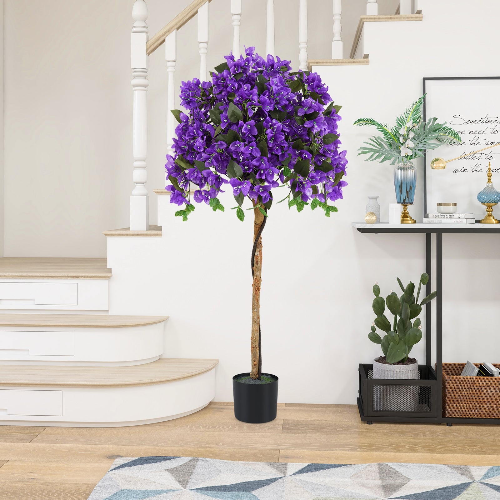 Artificial Azalea Tree, 4.5 Feet, Cement Pot, Purple Faux Plants at Gallery Canada