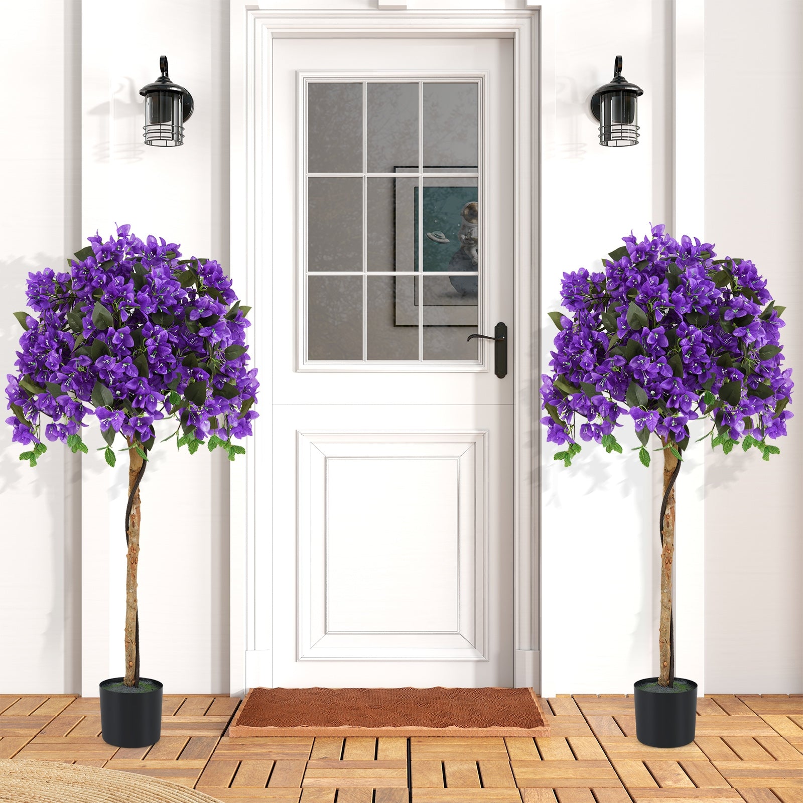 Artificial Azalea Tree, 4.5 Feet, Cement Pot, Purple Faux Plants at Gallery Canada