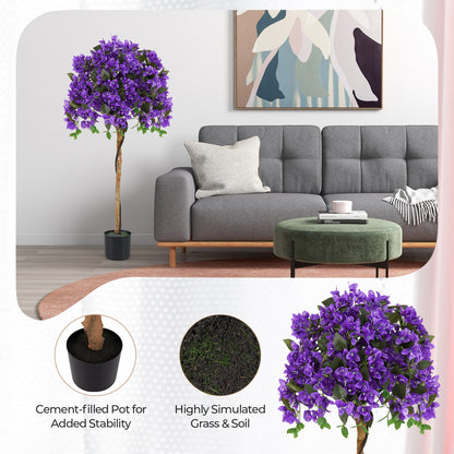 Artificial Azalea Tree, 4.5 Feet, Cement Pot, Purple Faux Plants at Gallery Canada