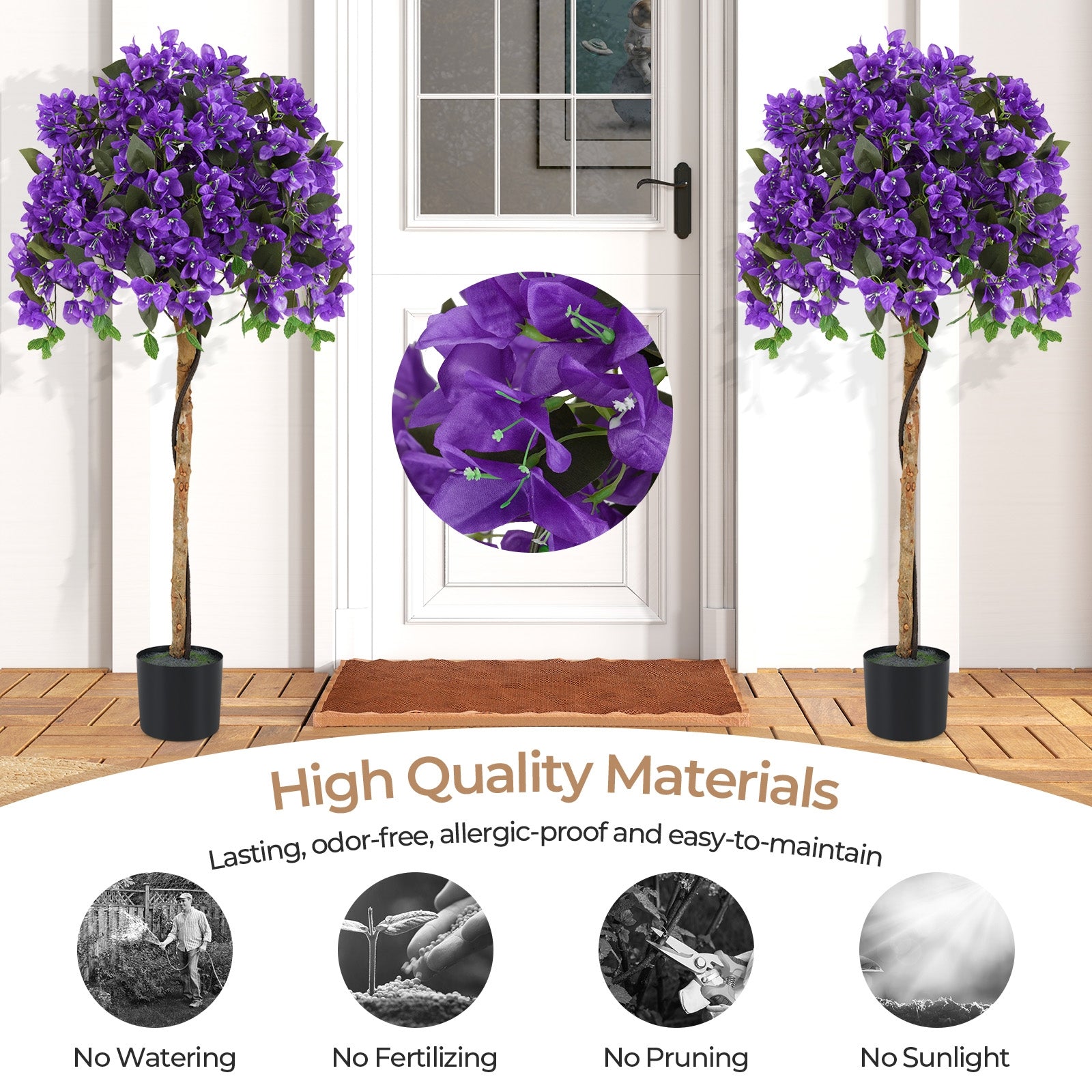 Artificial Azalea Tree, 4.5 Feet, Cement Pot, Purple Faux Plants at Gallery Canada