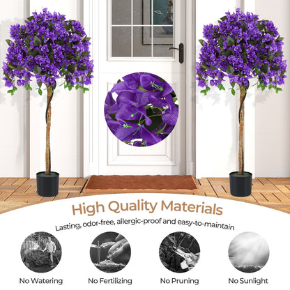 Artificial Azalea Tree, 4.5 Feet, Cement Pot, Purple Faux Plants at Gallery Canada